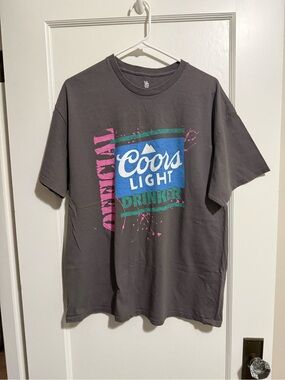 Oversized Junk Food Clothing Grey Tee with Coors Light Print